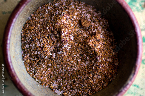 Close up view of spice rub