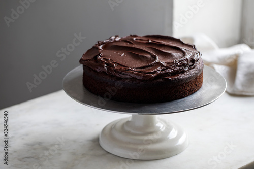 Close up view of chocolate cake photo