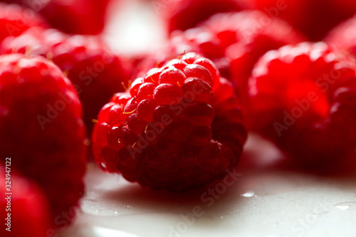 Selective focus of raspberries photo