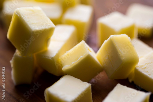 Close up view of butter cubes