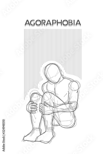 Design of man with agoraphobia draw