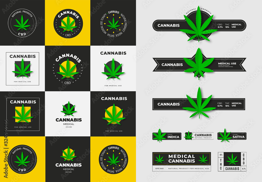 Medical Cannabis Labels and Logos Stock Template | Adobe Stock