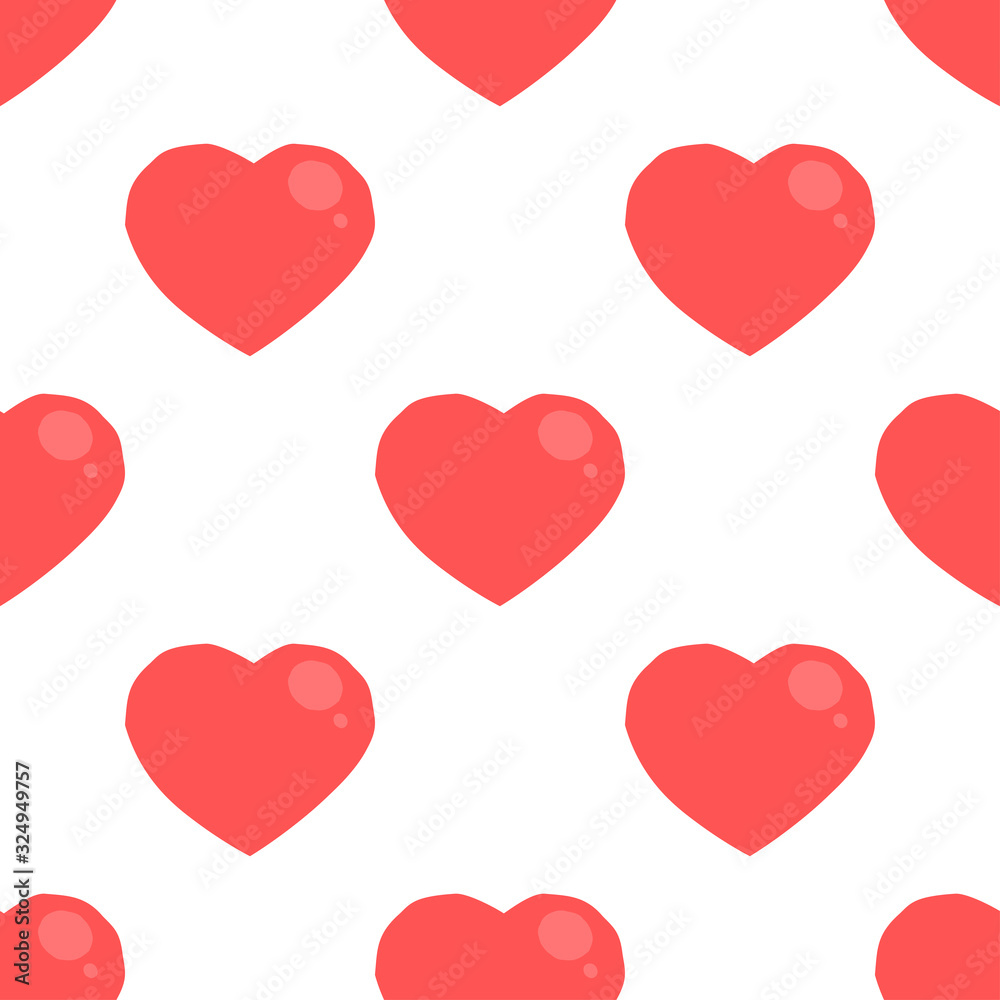 Seamless vector pattern of simple red hearts on a white background. Seamless vector pattern of simple red hearts on a white background.