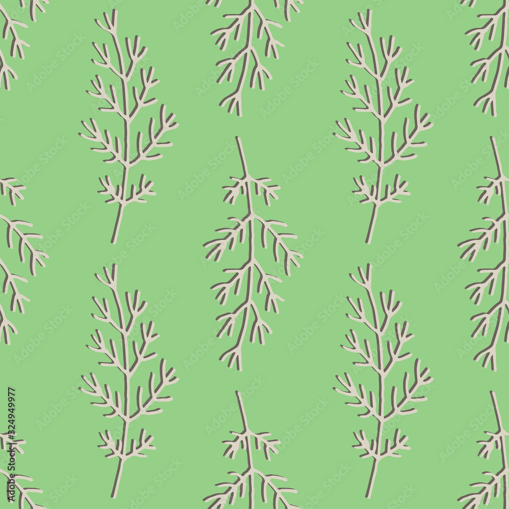Branches on green background, seamless vector pattern. Branches on green background, seamless vector pattern.