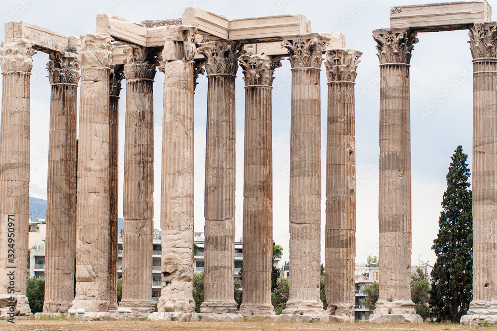 The Temple of Olympian Zeus columns (also Olympieion/Columns of the Olympian Zeus/Archeologikos Choros Olimpiiou),  Syntagma Square, Athens, Greece