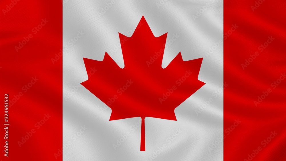 Flag of Canada. Realistic waving flag 3D render illustration with highly detailed fabric texture. Flag of Canada. Realistic waving flag 3D render illustration with highly detailed fabric texture.