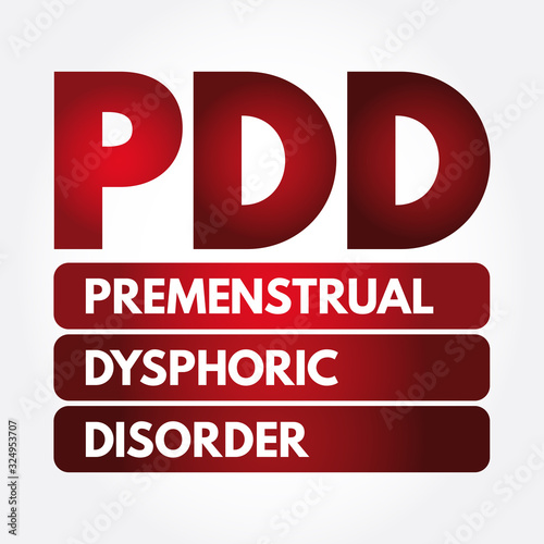 PDD - Premenstrual Dysphoric Disorder acronym, medical concept background
