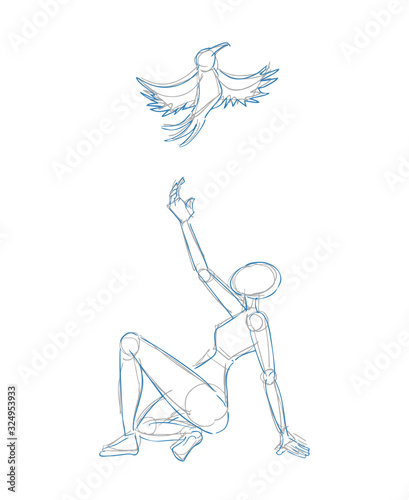 Creative design of woman and bird illustration