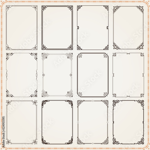 Decorative frames and borders rectangle proportions set 8