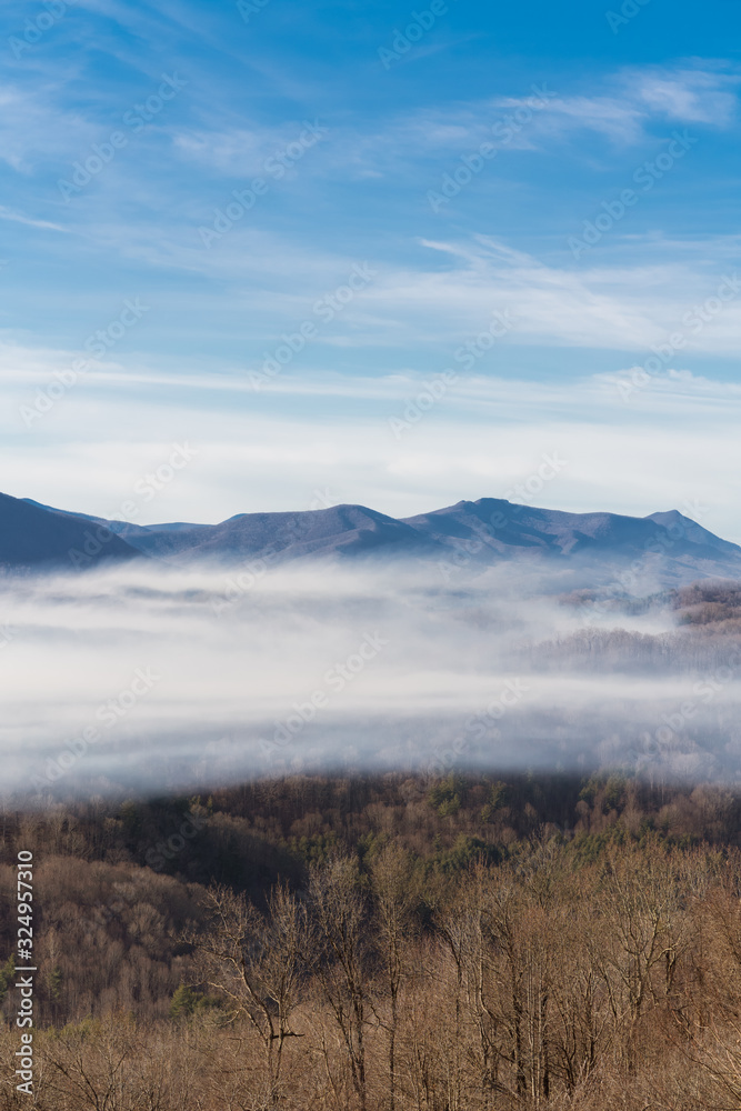 Foggy Sunrise on Crumpler Mountain 