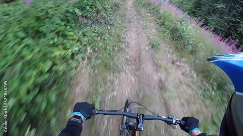 Mountain bike downhill fall and high speed crash helmet cam POV