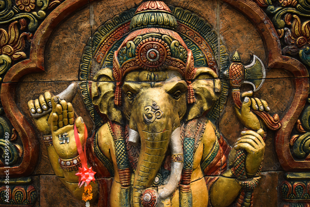 statue in thai temple elephant