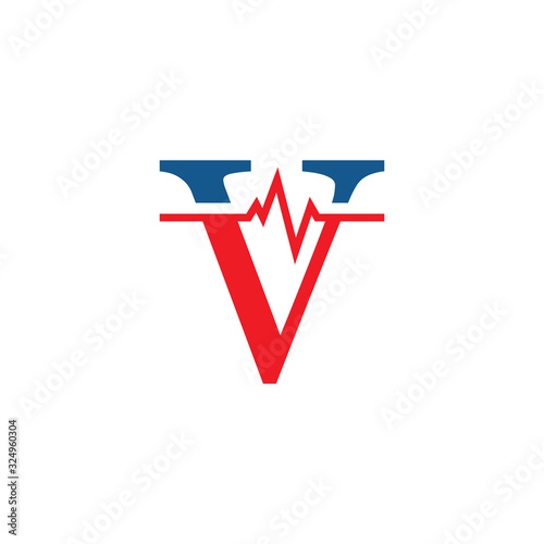 initial letter v cardiogram logo vector