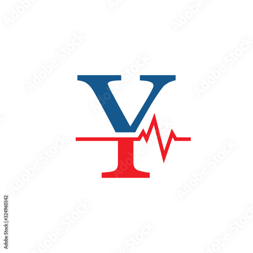 initial letter Y cardiogram logo vector