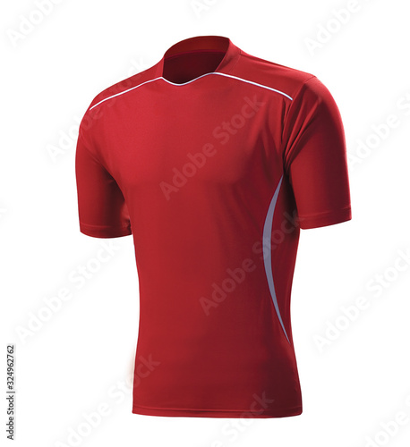 red soccer uniform, sport jersey, t shirt isolated on white background