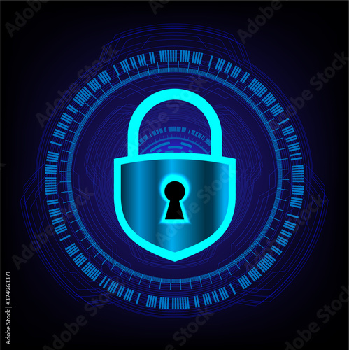 Closed Padlock on digital background, cyber security