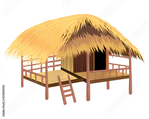 straw hut on white background vector design