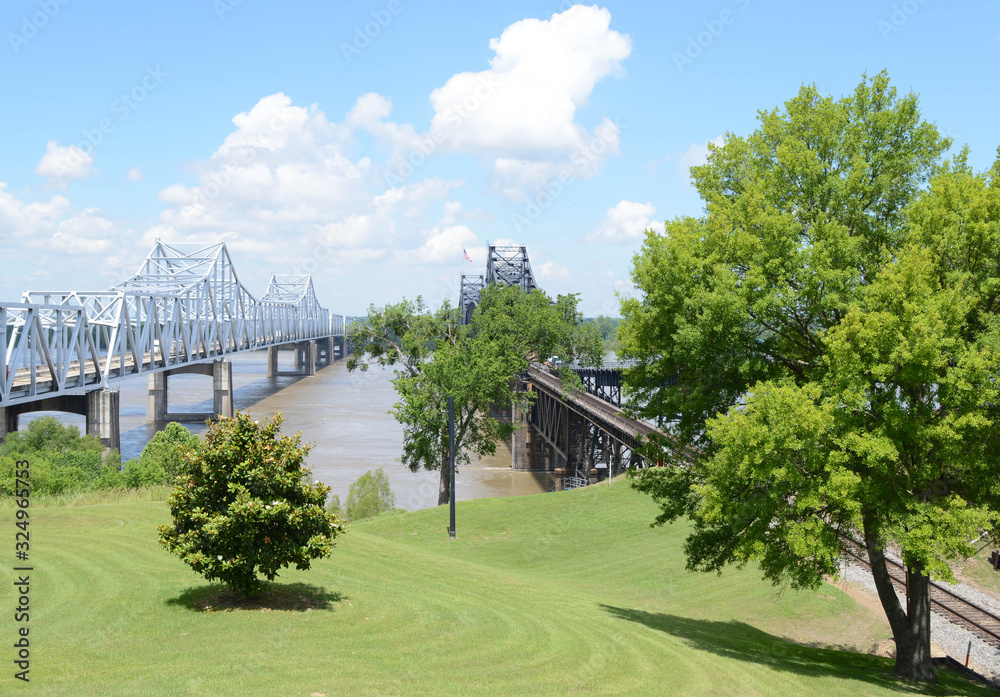 Fototapeta premium Two Bridge Span Across the Water
