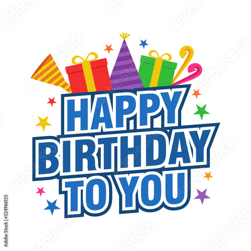 Happy Birthday Text Logo Vector Design	