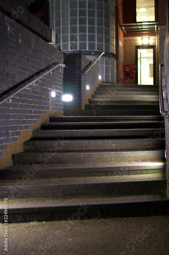 Steps to building at night