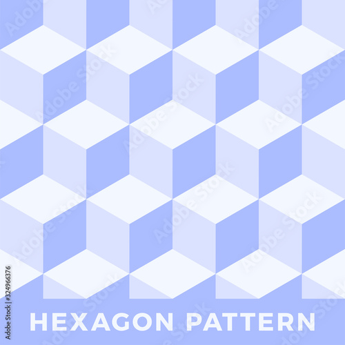 Hexagon seamless  abstract cube vector pattern. Blue color tone design  geometric 3d vector wallpaper  cube pattern background