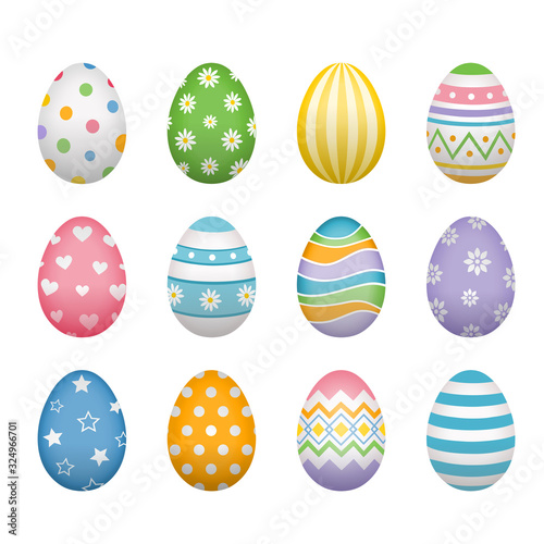 set of easter eggs isolated on white photo