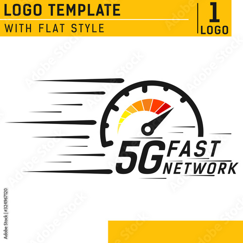 Speed internet 5g concept logo design template isolated on white background. 5g fast network vector illustration isolated on white background. Speedy in motion logo design. EPS file photo