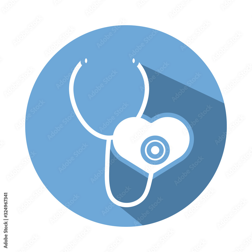 Obraz premium medical stethoscope tool block style icon