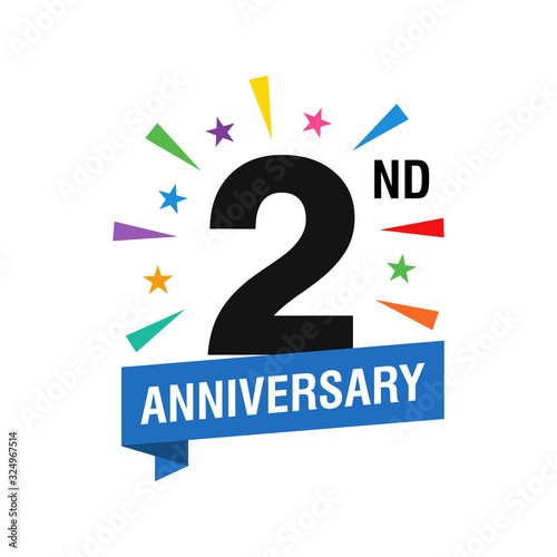 2nd Years Anniversary Logo Design Vector