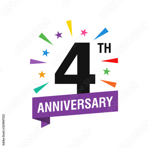 4th Years Anniversary Logo Design Vector