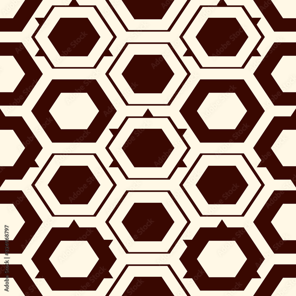 Contemporary honeycomb geometric pattern. Repeated hexagon ornament. Modern mosaic tiles. Seamless surface print Contemporary honeycomb geometric pattern. Repeated hexagon ornament. Modern mosaic tiles. Seamless surface print