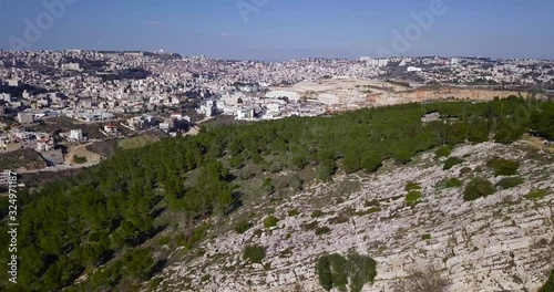 Drone shot over current day Nazareth.