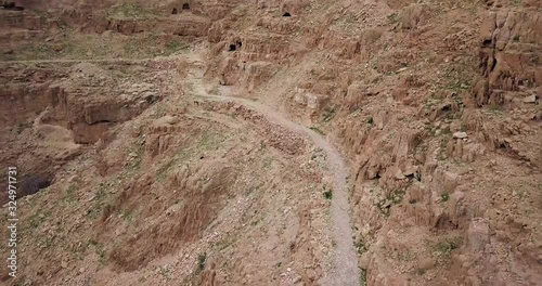 Drone over the road between Jericho and Jerusalem.