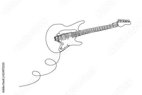 electric guitar , line drawing style,vector design