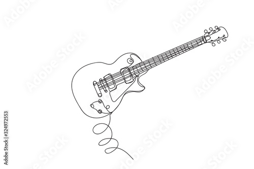 electric guitar , line drawing style,vector design