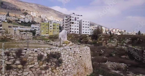 Drone through the ancient town of Shechem.