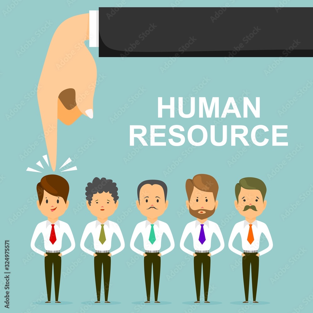 Vector human resources concept - hand pointed at - in flat style Vector human resources concept - hand pointed at - in flat style
