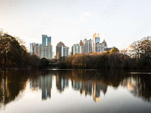 Midtown Atlanta Skyline and Water Reflection