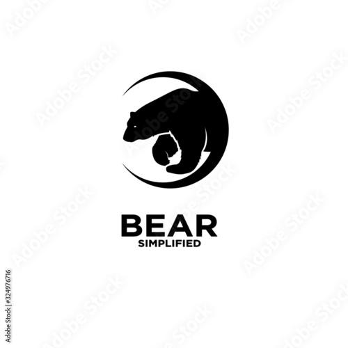 Bear head circle logo icon design vector illustration with isolated background