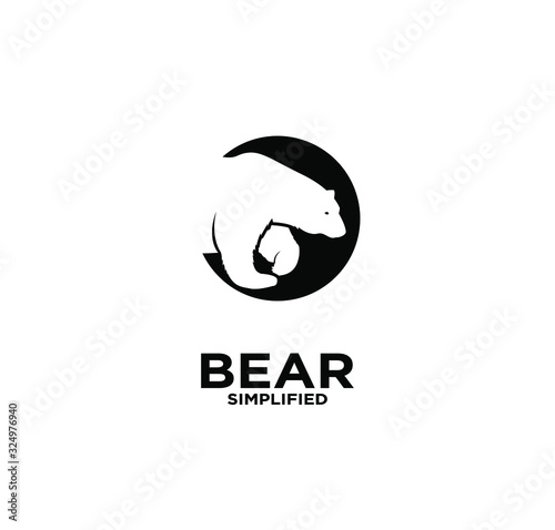Billede på lærred Bear head circle logo icon design vector illustration with isolated background