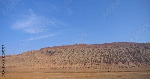Nature landscape view of the Flaming Mountain in Turpan Xinjiang Province China.