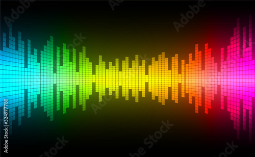 Sound waves oscillating dark green yellow light