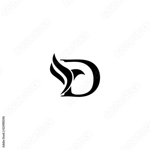 D letter template and bird logo design