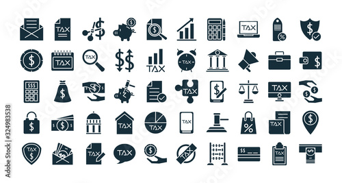bundle of taxes set silhouette style icons