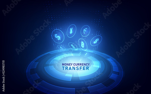 Money transfer. Global Currency. Stock Exchange. Stock vector illustration.