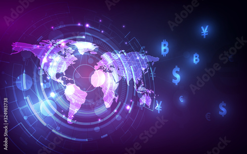 Money transfer. Global Currency. Stock Exchange. Stock vector illustration.