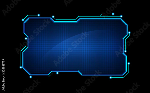 abstract tech sci fi hologram frame template design background