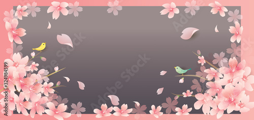 リアルで繊細な春の花のベクターイラスト　桜　Elegant Spring Flowers Vector Background