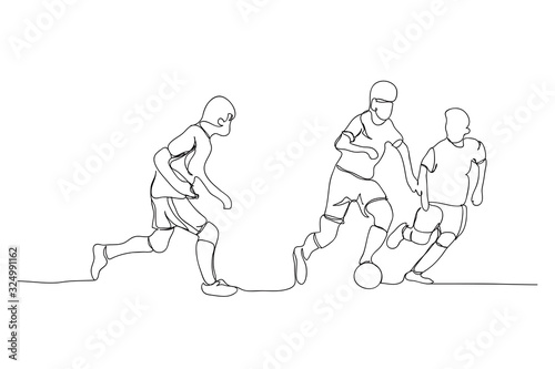 play football, line drawing style,vector design