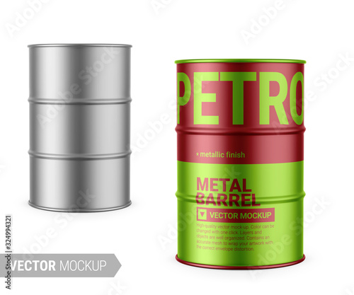 Gray metallic barrel mockup template.